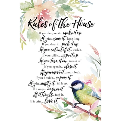 Woodland Grace Series Rules Of The House Wood Plaque With Easel