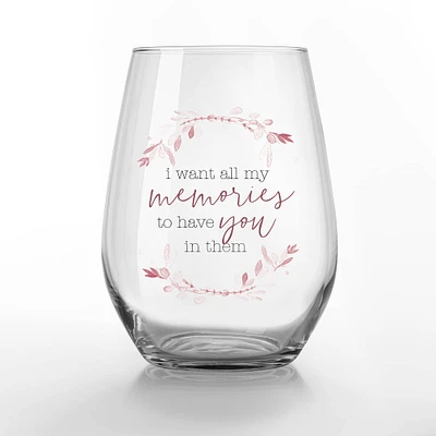 15oz. My Memories with You Printed Stemless Wine Glass