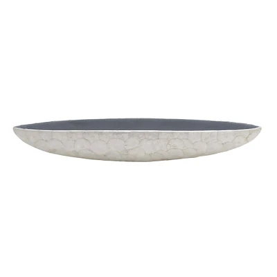 36'' White Resin & Shell Coastal Decorative Bowl