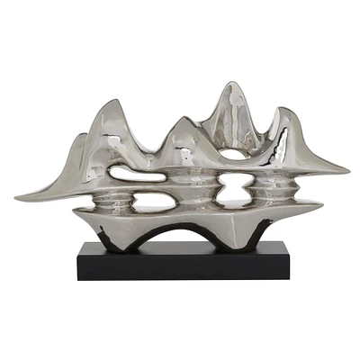 Silver Porcelain Sculpture, Abstract 14" x 25" x 5"