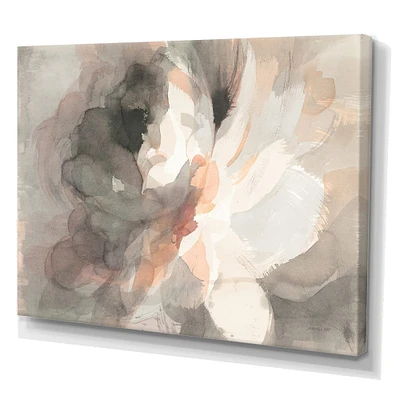 Designart - Abstract Peony Grey - Pink Modern Gallery-wrapped Canvas