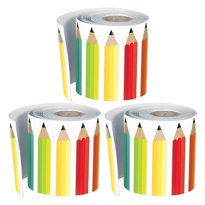 Schoolgirl Style Black, White & Stylish Brights Pencils Rolled Straight Border, 108ft.