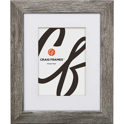 Craig Frames Bauhaus 125 Barnwood Gray Picture Frame with Mat