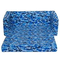 Delta Children 30" Blue Camo Cozee Flip Out 2-in-1 Convertible Chair to Lounger