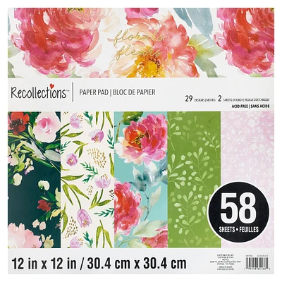 Florals Paper Pad by Recollections™, 12" x 12"