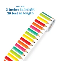 Schoolgirl Style Black, White & Stylish Brights Pencils Rolled Straight Border, 108ft.