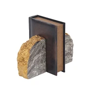 CosmoLiving by Cosmopolitan 7" Gray Glam Stone Bookends, 2ct.