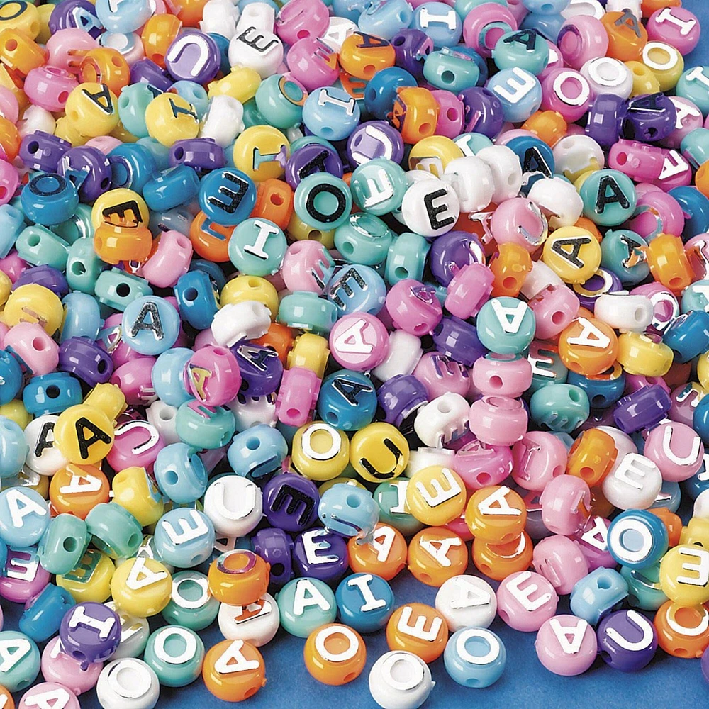 The Beadery® Pastel Plastic Vowel Beads, 10mm