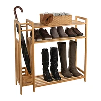 Organize It All Bamboo Shoe Rack with Umbrella Stand