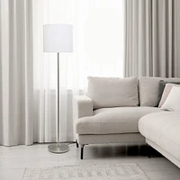 Simple Designs 57" Brushed Nickel Drum Shade Floor Lamp