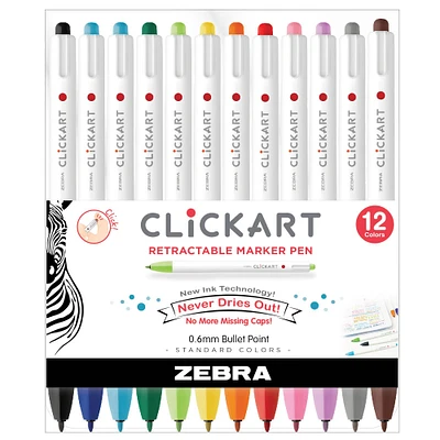 Zebra ClickArt 0.6mm Retractable Marker Pen Set