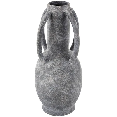 15" Gray Ceramic Textured Whitewashed Vase