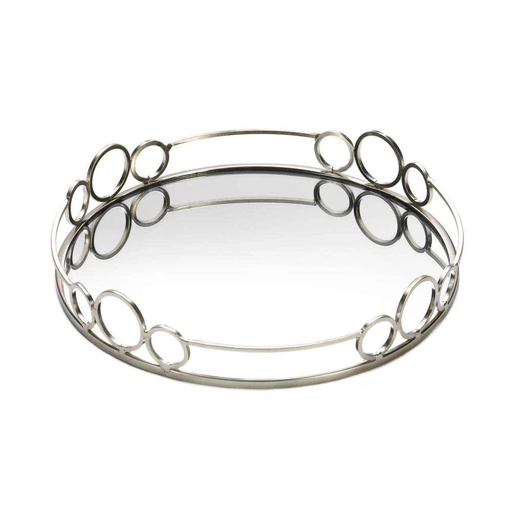 12" Silver Circles Mirrored Tray