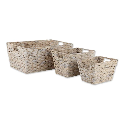 DII® White Wash Hyacinth Basket Set