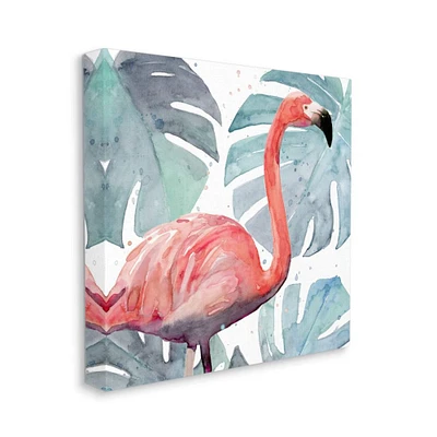 Stupell Industries Flamingo Detail over Tropical Monstera Greenery Canvas Wall Art