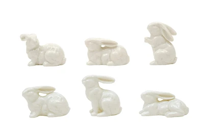 2.5" White Ceramic Bunnies Set