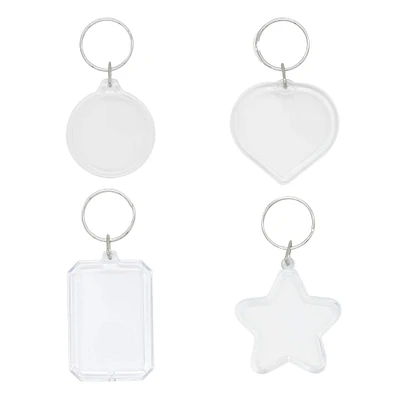 12 Packs: 16 ct. (192 total) Mixed Shapes Clear Plastic Keychains by Creatology™