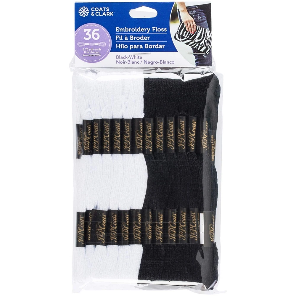 Coats & Clark 6-Strand Embroidery Floss Value Pack, Black & White