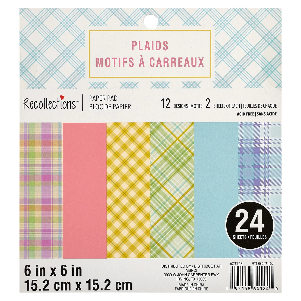 Plaids Paper Pad by Recollections™, 6" x 6"