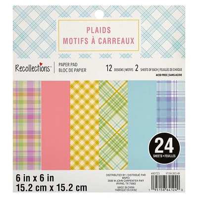Plaids Paper Pad by Recollections™, 6" x 6"