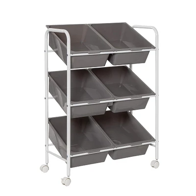 Honey Can Do Gray/White 6-Bin Rolling Cart