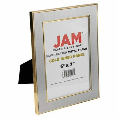 JAM Paper Silver & Gold Plated Metal 5" x 7" Picture Frame