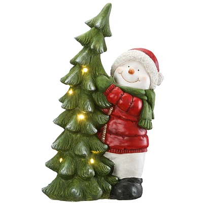 20" Lighted Snowman with Christmas Tree Figurine