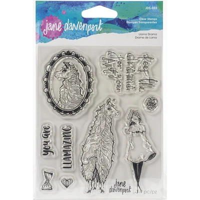 Jane Davenport Whimsical & Wild Collection Llama Drama Clear Stamps Set