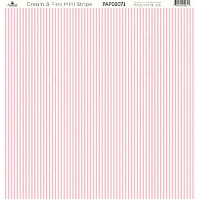 Paper Café Cream & Pink Mini Stripe 12" x 12" Cardstock, 15 Sheets