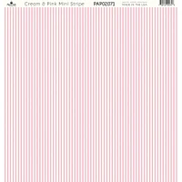 Paper Café Cream & Pink Mini Stripe 12" x 12" Cardstock, 15 Sheets