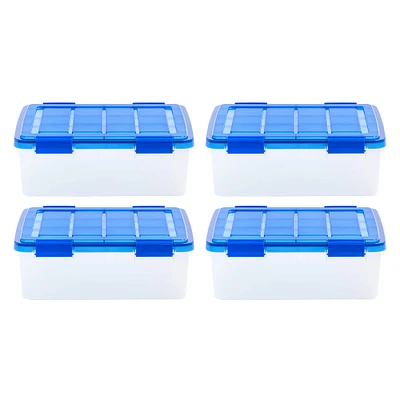 Iris® 6.5gal. Clear Plastic Storage Boxes With Blue Lid, 4 Pack