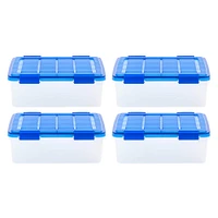 Iris® 6.5gal. Clear Plastic Storage Boxes With Blue Lid, 4 Pack