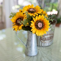 Flora Bunda® 13" Yellow Sunflowers in Watering Tin