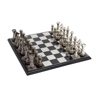 Silver Aluminum Traditional Chess Game Set