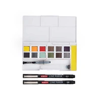 Derwent Line & Wash Paint Pan 12 Color Set