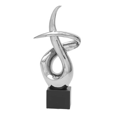 22" Silver Ceramic Modern Abstract Sculpture