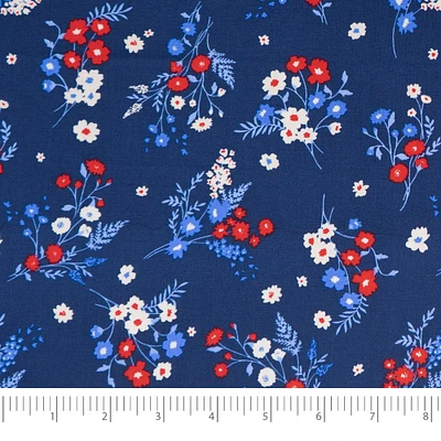 SINGER Patriotic Floral Cotton Fabric