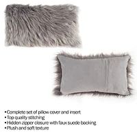 Hastings Home Faux Fur Lumbar Pillow