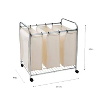 Organize It All 3 Section Laundry Sorter Basket on Wheels