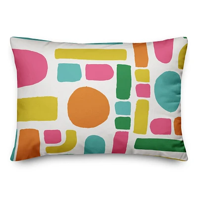 20" Abstract Neon Shapes Pattern Spun Poly Pillow