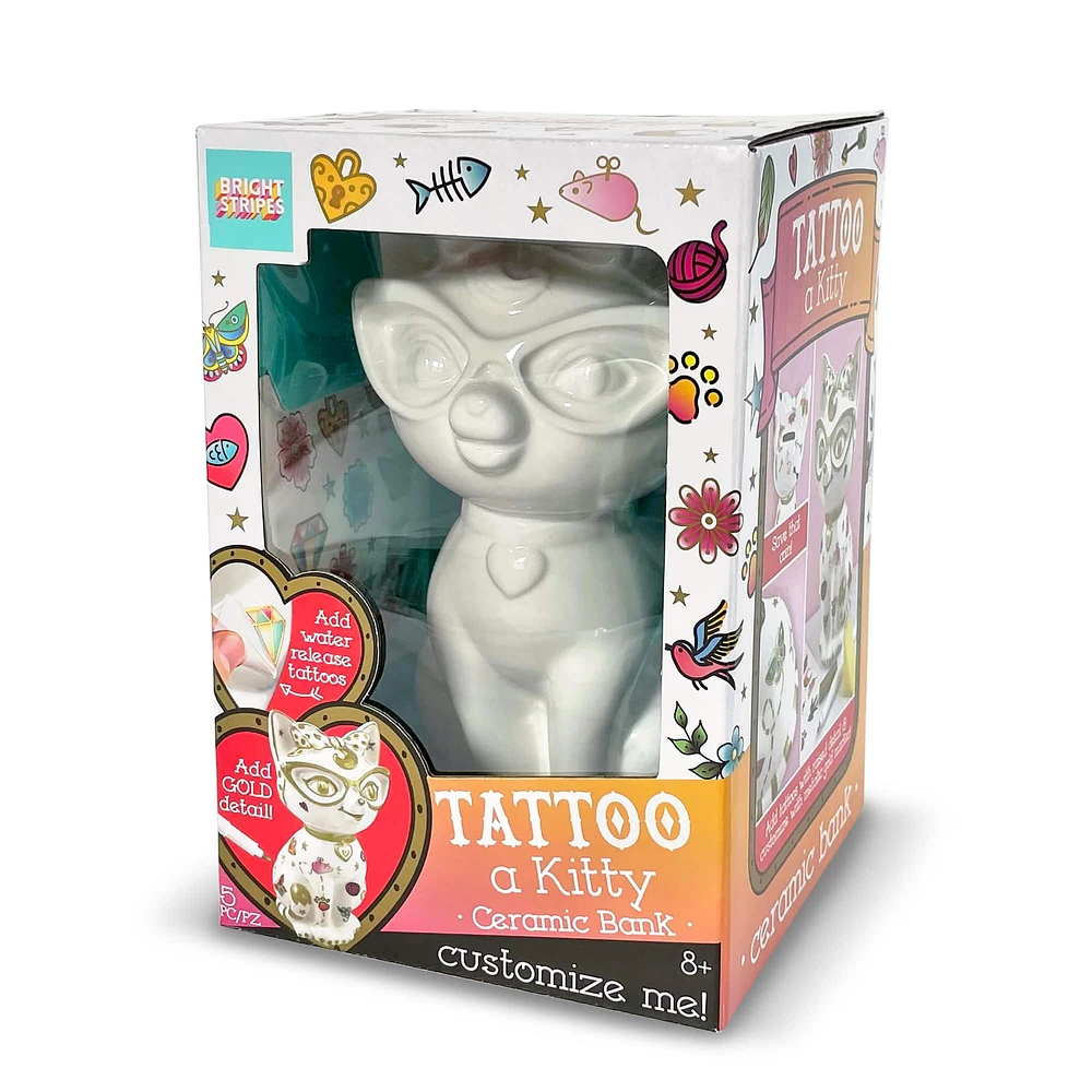 Bright Stripes Tattoo A Ceramic Kitty Bank Activity Kit