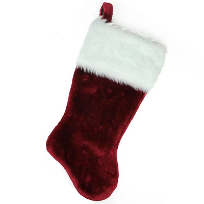 20" Burgundy & White Traditional Christmas Stocking