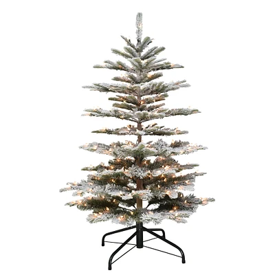 6 Pack: 4.5ft. Pre-Lit Flocked Aspen Fir Artificial Christmas Tree, Clear Lights