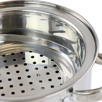 Oster Sangerfield 5qt. Stainless Steel Pasta Pot with Strainer Lid and Steamer Basket