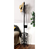 74" Black Metal Traditional Coat Rack