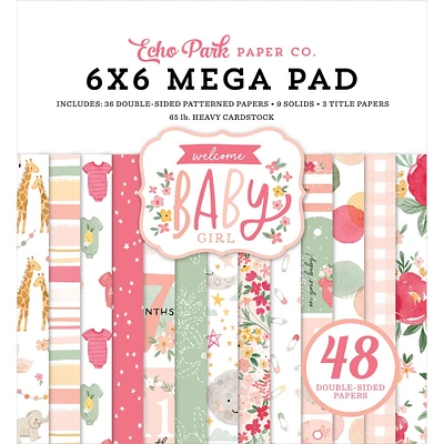 Echo Park Double-Sided Mega Paper Pad 6"X6" 48/Pkg-Welcome Baby Girl