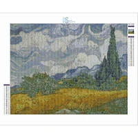 Sparkly Selections Wheat Field with Cypresses by Vincent Van Gogh Diamond Painting Kit, Square Diamonds