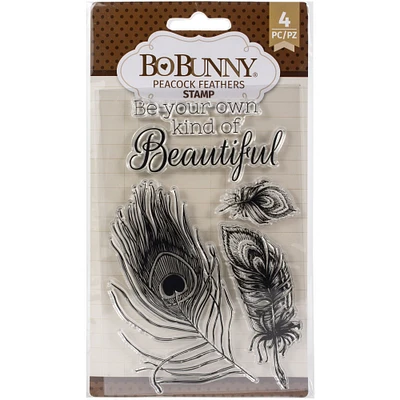Bo Bunny® Peacock Feathers Clear Stamps