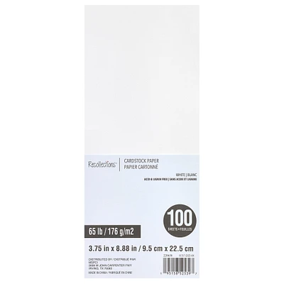 3.75" x 8.875" White Cardstock by Recollections™, 100 Sheets