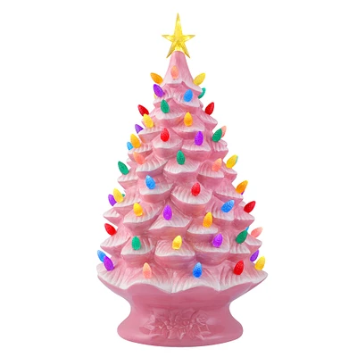 24" Pink Lit Nostalgic Christmas Tree